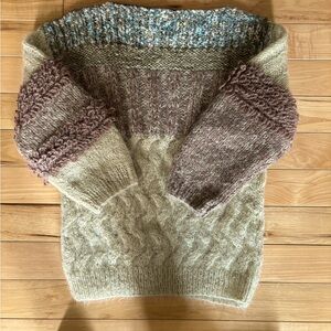 Exclusivo Emilio Rossi Multi Color Chunky Knit Wool Artsy Sweater Women Size S